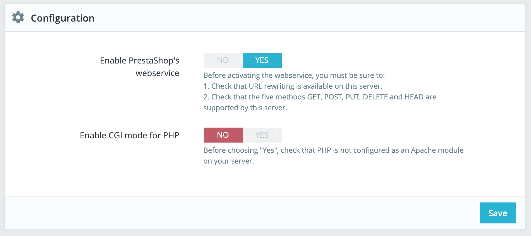 Activation du Webservice